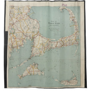Vintage Map of Cape Cod (1917) Shower Curtain
