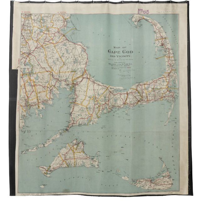 Vintage Map of Cape Cod (1917) Shower Curtain (Front)