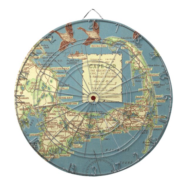 Vintage Map of Cape Cod (1940) Dartboard (Front)
