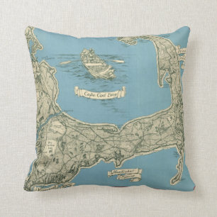 Vintage Map of Cape Cod (1945) Cushion
