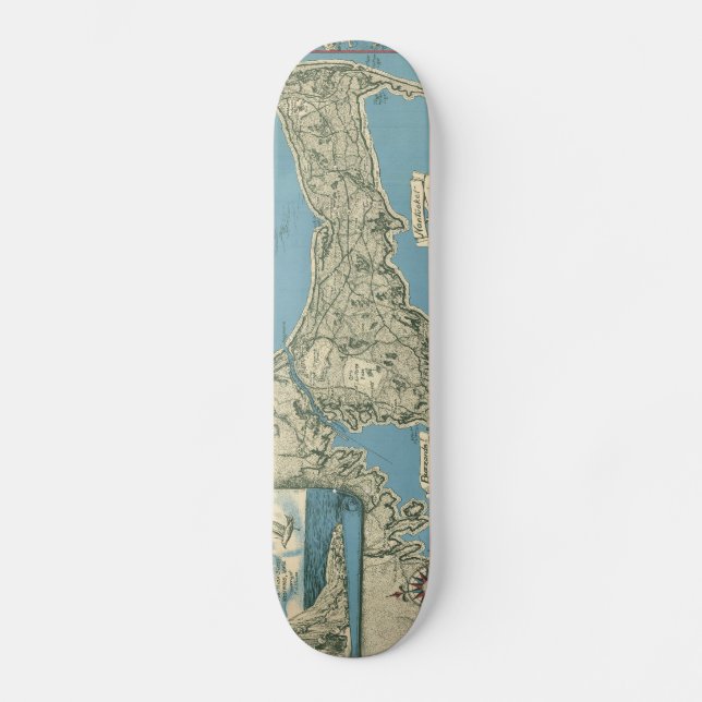 Vintage Map of Cape Cod (1945) Skateboard (Front)