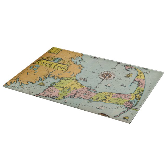 Vintage Map of Cape Cod Cutting Board (Corner)