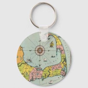 Vintage Map of Cape Cod Key Ring