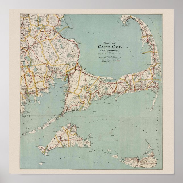 Vintage map of Cape Cod, Massachusetts Poster (Front)