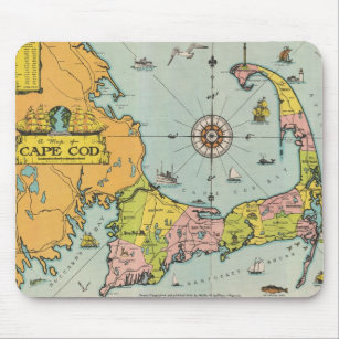 Vintage Map of Cape Cod Mouse Mat