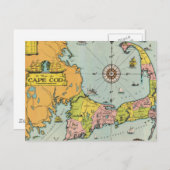 Vintage Map of Cape Cod Postcard (Front/Back)