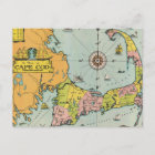 Vintage Map of Cape Cod Postcard