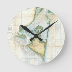 Vintage Map of Cape Fear (1857) Round Clock