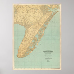 Vintage Map of Cape May NJ (1888) Poster