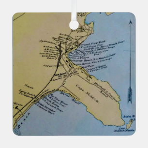 Vintage Map of Cape Neddick Maine Mug Metal Tree Decoration