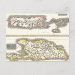 Vintage Map of Caribbean Islands (1815) Postcard