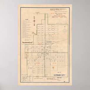 Vintage map of Carson City NV (1940) Poster