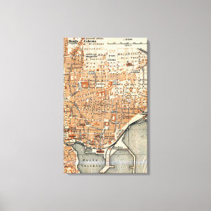 Vintage Map of Catania Italy (1905) Canvas Print