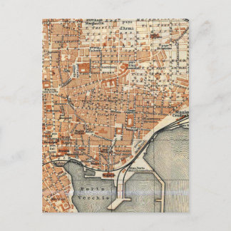 Vintage Map of Catania Italy (1905) Postcard