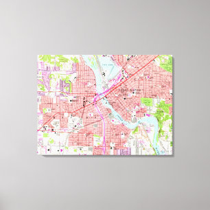Vintage Map of Cedar Rapids Iowa (1967) Canvas Print