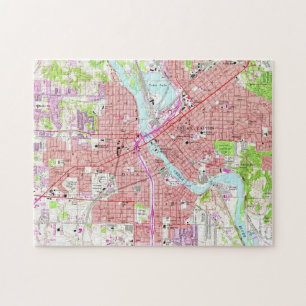 Vintage Map of Cedar Rapids Iowa (1967) Jigsaw Puzzle