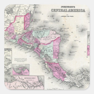 Vintage Map of Central America (1864) Square Sticker