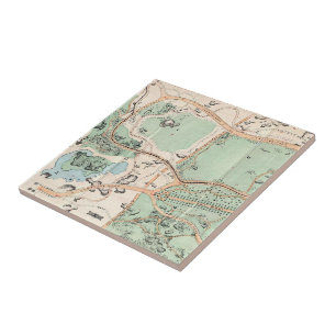 Vintage Map of Central Park (1860) Tile