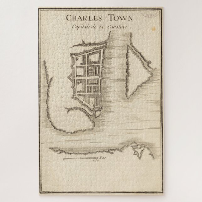 Vintage Map of Charleston SC (1755) Jigsaw Puzzle (Vertical)