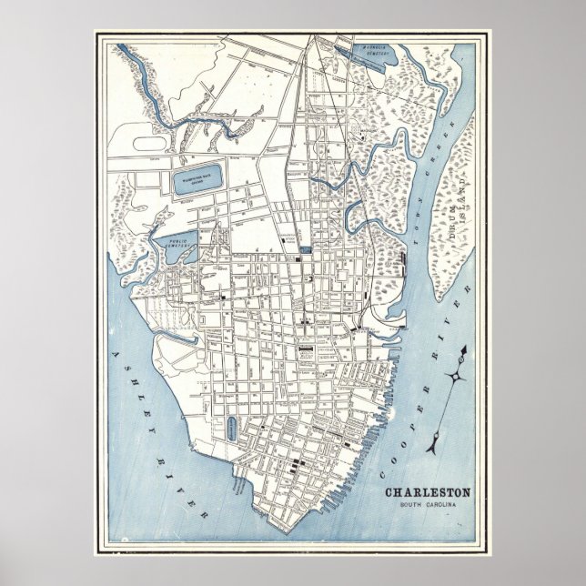 Vintage Map of Charleston South Carolina (1898) Poster (Front)