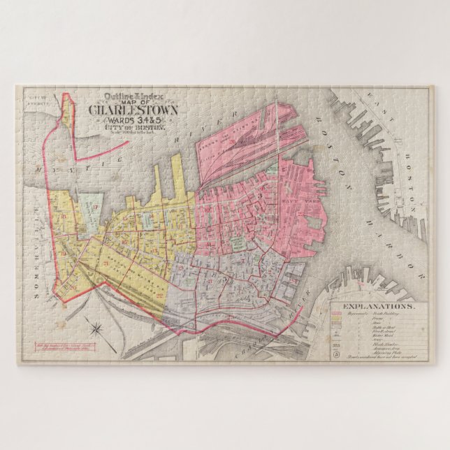 Vintage Map of Charlestown Massachusetts (1901) Jigsaw Puzzle (Horizontal)