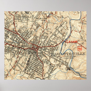 Vintage Map of Charlottesville Virginia (1949) Poster