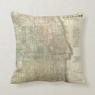 Vintage Map of Chicago (1857) Cushion