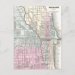 Vintage Map of Chicago and St. Louis (1855) Postcard