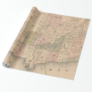 Vintage Map of Chicago Illinois (1876) Wrapping Paper