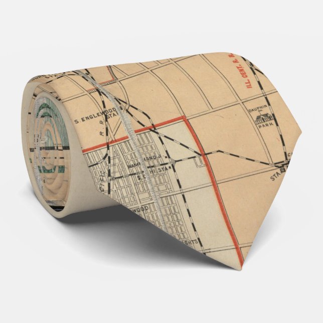 Vintage Map of Chicago Illinois (1889) Tie (Rolled)
