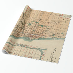 Vintage Map of Chicago Illinois (1889) Wrapping Paper