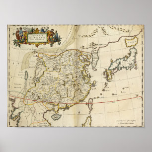 Vintage Map of China   1662 Poster