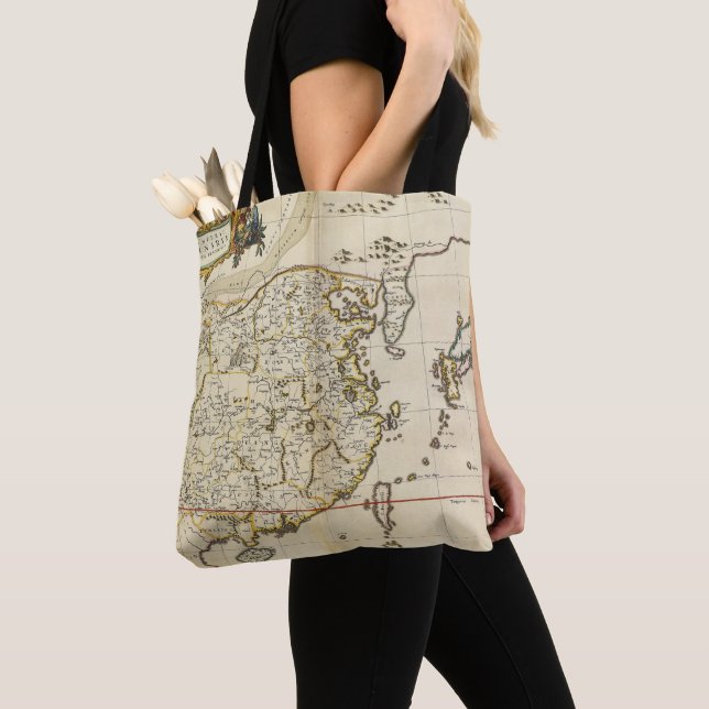 Vintage Map of China | 1662 Tote Bag (Close Up)