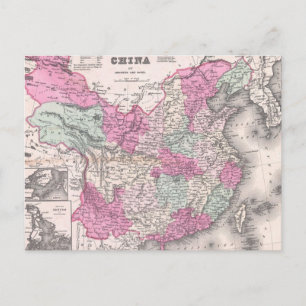 Vintage Map of China (1862) Postcard