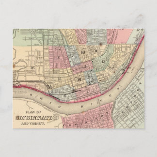 Vintage Map of Cincinnati (1780) Postcard