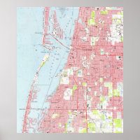 Vintage Map of Clearwater Florida (1974)