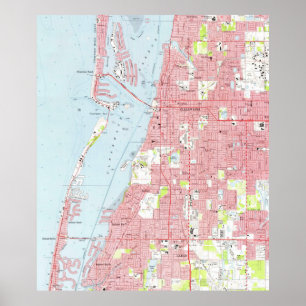 Vintage Map of Clearwater Florida (1974) Poster