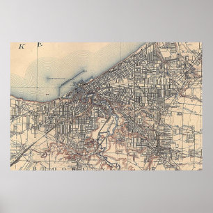 Vintage Map of Cleveland (1904) Poster