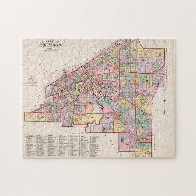 Vintage Map of Cleveland OH (1892) Jigsaw Puzzle (Horizontal)