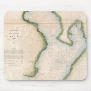 Vintage Map of Coastal Tampa Bay (1855) Mouse Mat
