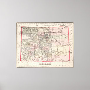 Vintage Map of Colorado (1884) Canvas Print