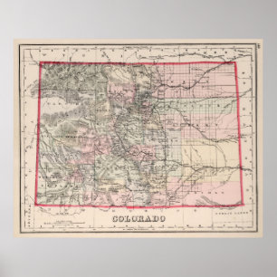 Vintage Map of Colorado (1884) Poster