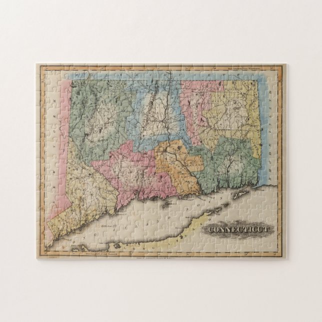 Vintage Map of Connecticut (1823) Jigsaw Puzzle (Horizontal)