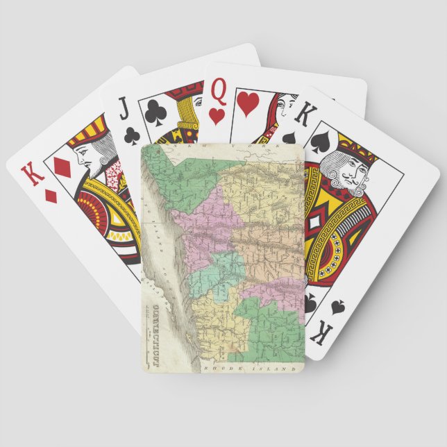 Vintage Map of Connecticut (1827) Playing Cards (Back)