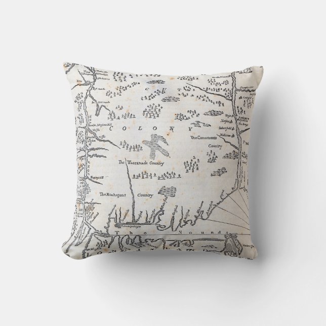 Vintage Map of Connecticut Cushion (Front)
