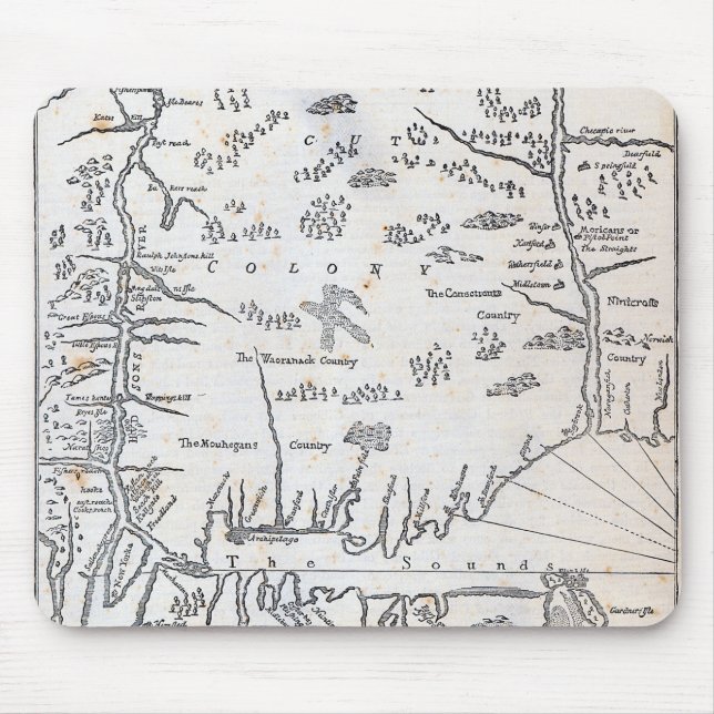 Vintage Map of Connecticut Mouse Mat (Front)