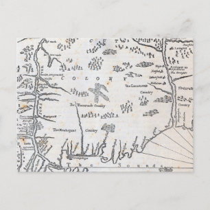 Vintage Map of Connecticut Postcard