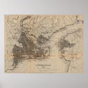 Vintage Map of Constantinople (1859) Poster