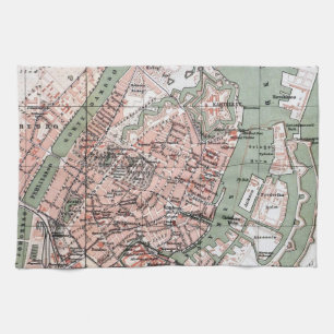 Vintage Map of Copenhagen Denmark (1888) Tea Towel