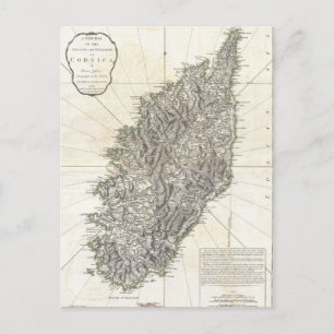 Vintage Map of Corsica (1794) Postcard